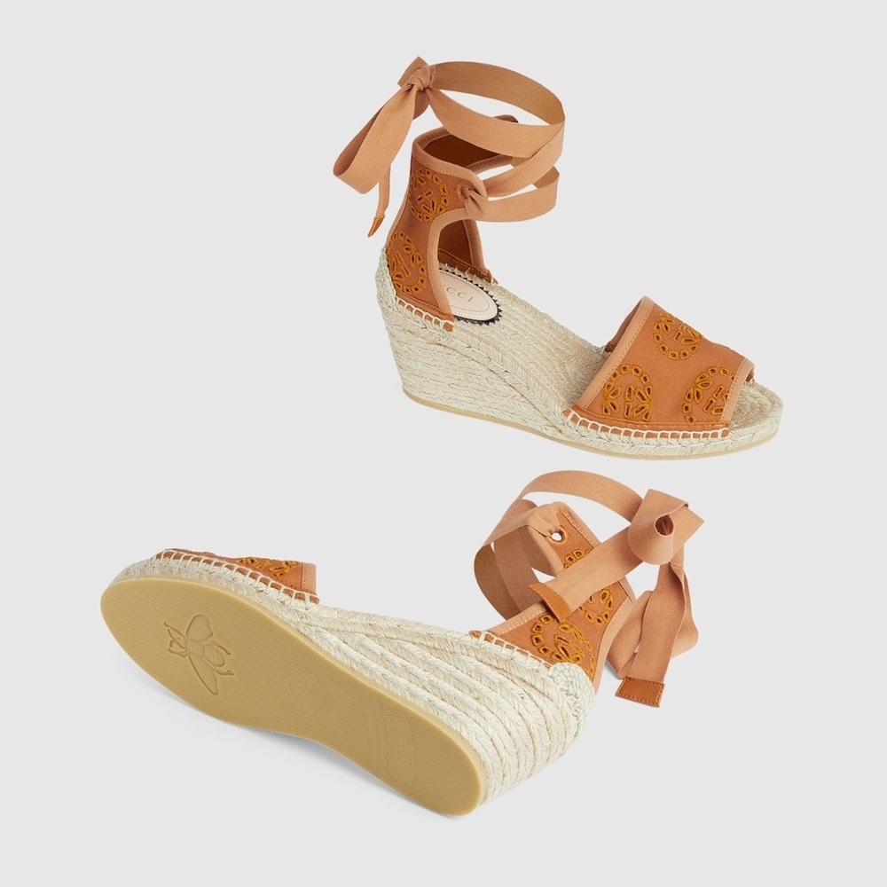 Gucci Tan Espadrille Wedge Heels Sz US8/EU38 - Picture 7 of 10